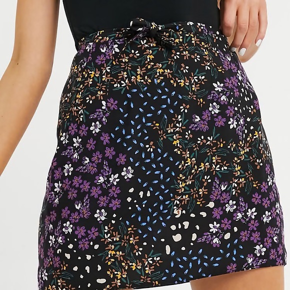 ASOS Dresses & Skirts - Wrap Floral Black and Purple Skirt